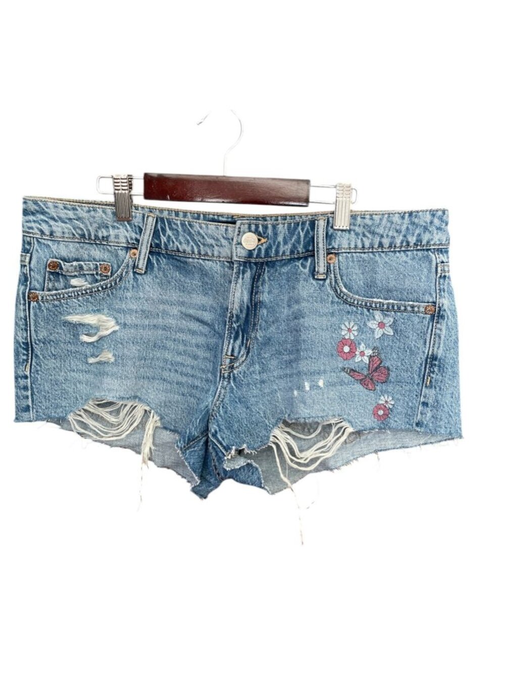 Aeropostale x Coca-Cola low-rise denim cut-off Shorts SZ 10 Lowrise y2k Festival